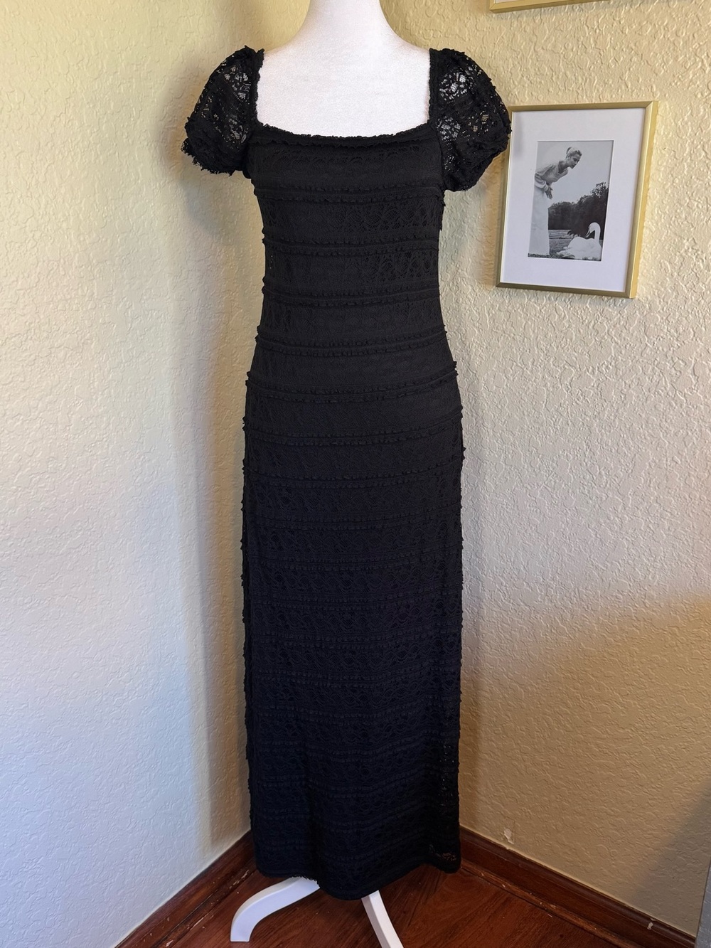 Show Me Your Mumu Lace Whimsigoth Gothic Black Maxi Dress with Cap Sleeves